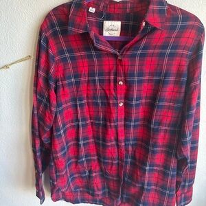 Red and Blue Plaid Button-Up Shirt